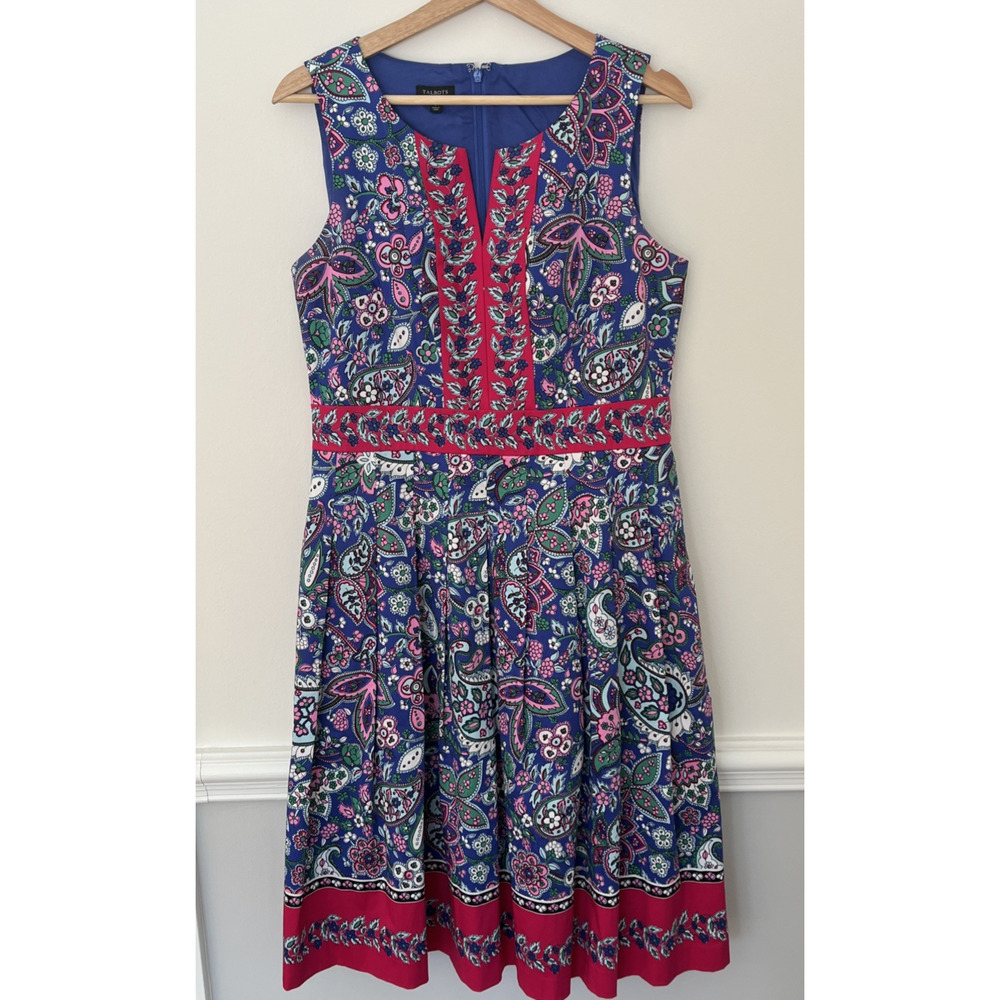 Talbots Paisley Midi Dress Size 6 A-line Fit and Flare